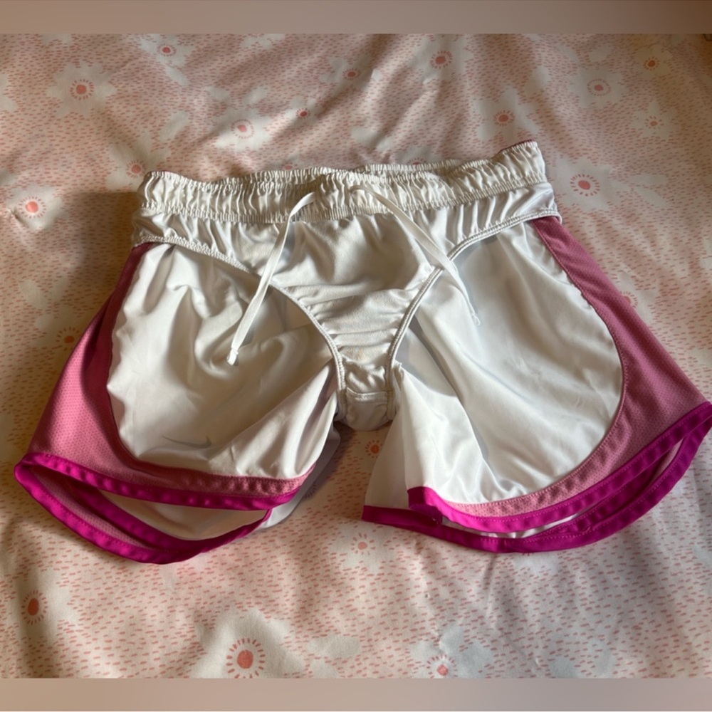 Bundle of 2 Pair- Nike Dri-Fit Running Shorts Fuchsia & White/Pink Women’s Small - Picture 9 of 16